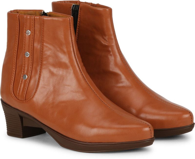 Zipper Boots For Women And Girls Boots For Women  (Tan)