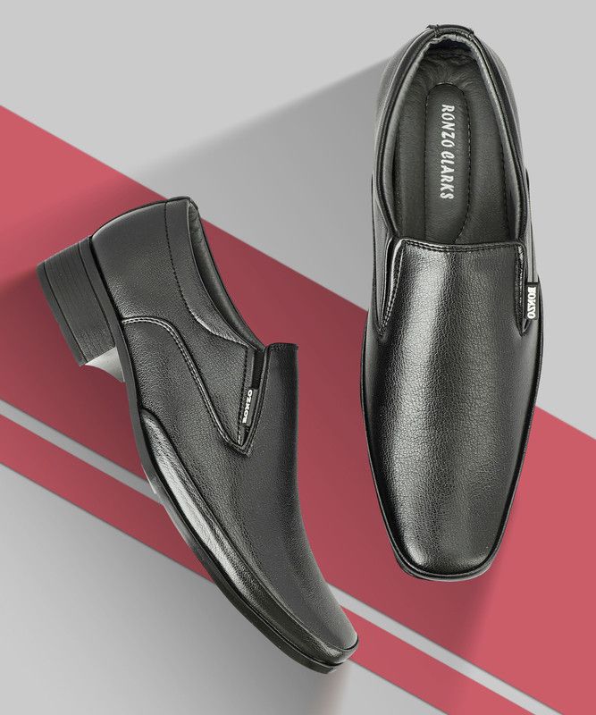 Genuine Leather Party, Office Wear Formal Shoe Slip On For Men  (Black)