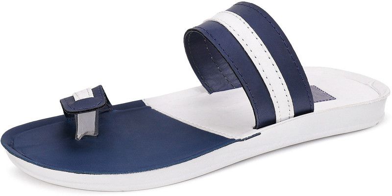 Men Blue, White Flats