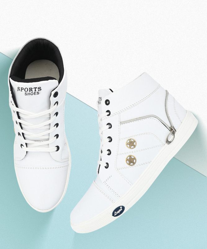 High Ankle Casual Shoes High Tops For Men  (White)