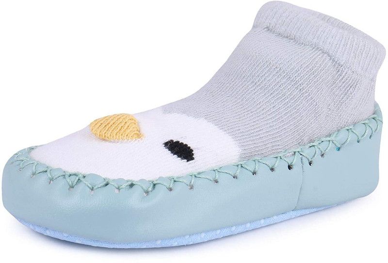 Butterthief Unisex Booties for Baby Boys & Girls, Pre-Walker Infant Booties for Newborn, Toddler, First Walkers Anti Slip Socks Cum Booties Booties  (Toe to Heel Length - 13 cm, Grey23)