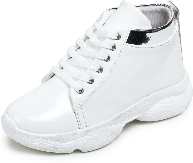 Shoes for Girls and Women's High Heels Stylish Sneakers Ankle Boots | Casual | Party wear | New Model Boots For Women  (White)