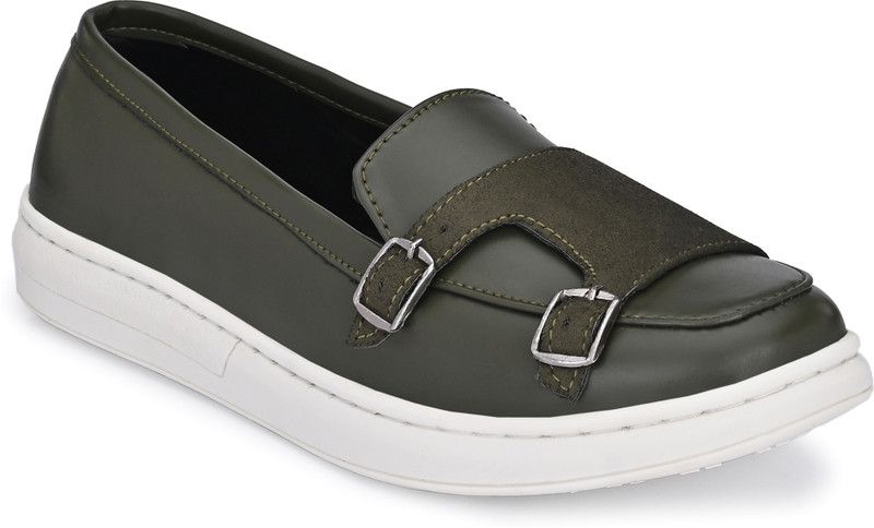 Slip On Sneakers For Women  (Olive)