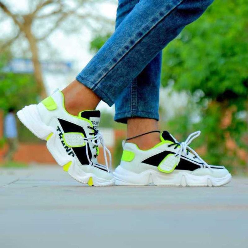 Sneakers For Men  (Green, White)
