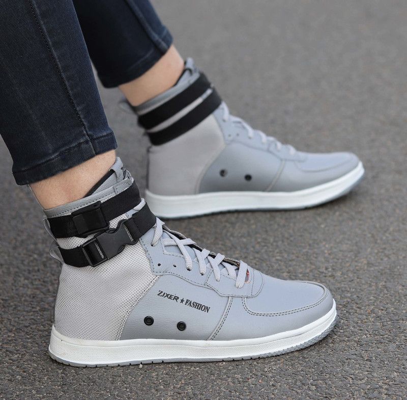 Men's High Top Ankle Retro Air Original Sneakers || Boys Long Bike Riding Shoes High Tops For Men  (Grey)