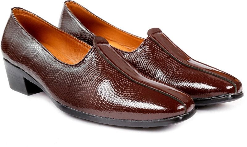 Men's Faux Leather Material Casual Punjabi Jutti, Nagra And Mojaries Jutis For Men  (Brown)
