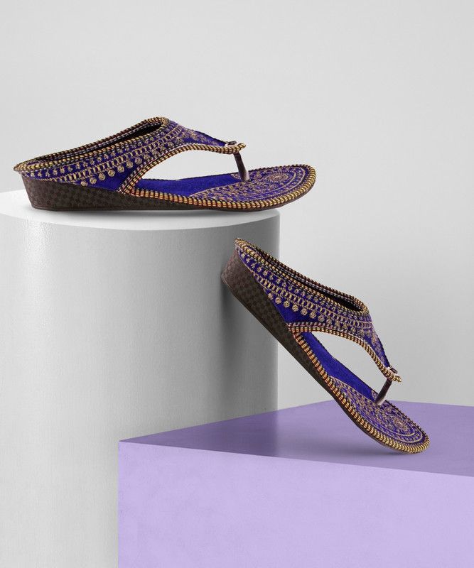Slip-on Wedges For Girls  (Blue)