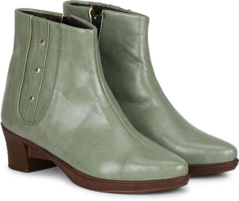 Zipper Boots For Women And Girls Boots For Women  (Olive)