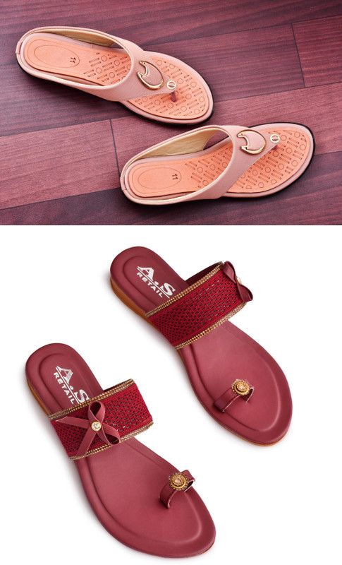 Women Maroon, Orange Flats