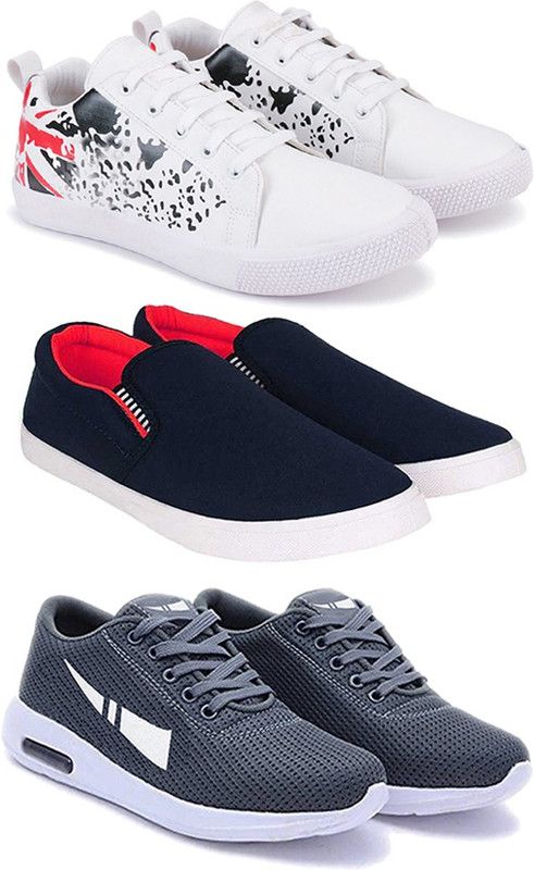Earton Casual Shoes For Men Waliking , Canvas shoes Multicolour Pack Of 3 Sneakers For Men  (Multicolor)