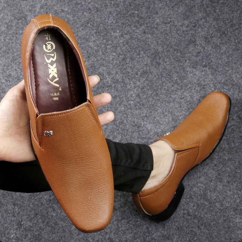 Men's Stylish Fashionable Formal Slip-On Shoes Slip On For Men  (Tan)