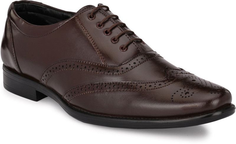 Light Weight Brogue Party Wear For Men  (Brown)
