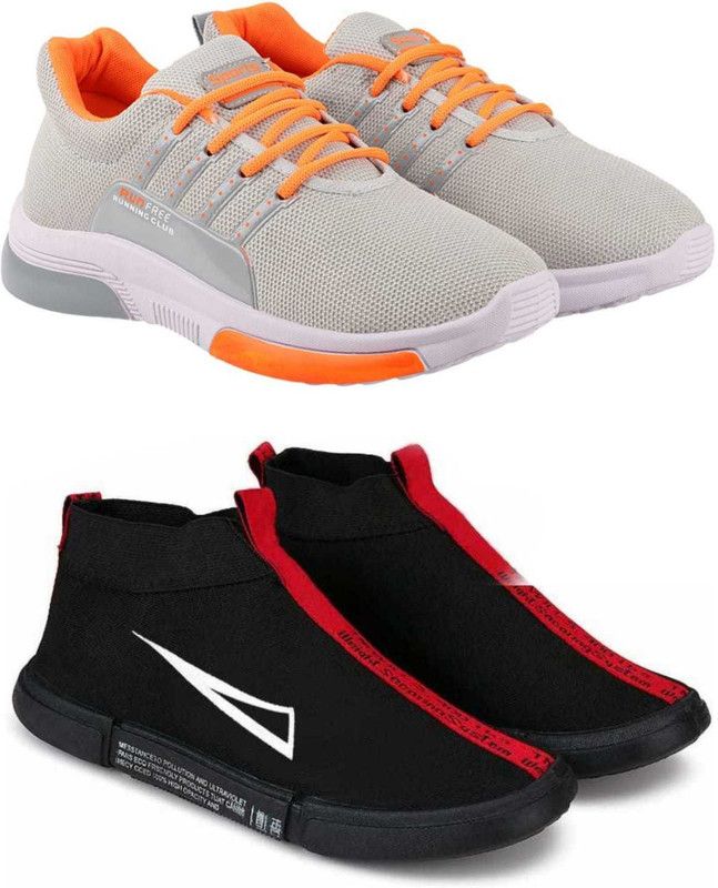 Combo pack Of 2 Running Shoes For Men  (Grey, Black)