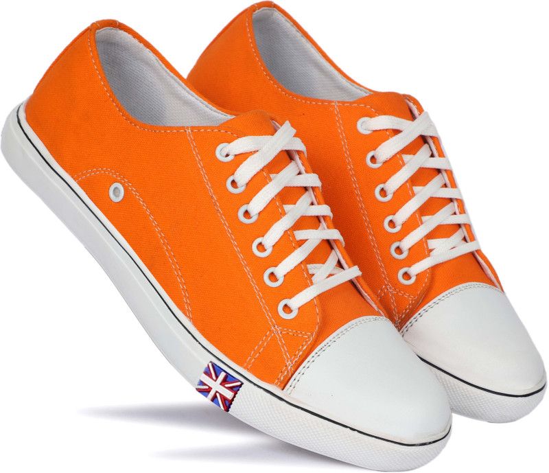 STYLISH LIGHT WEIGHT SNEAKERS ,CANVAS, WALKING SHOES Canvas Shoes For Men  (Orange)