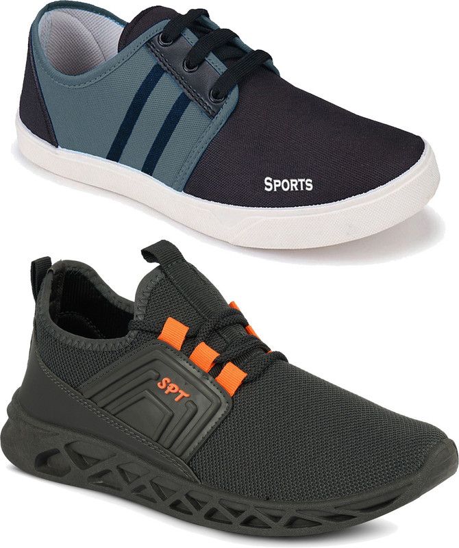 New Affordable Collection of Combo Pack of 2 Stylish Walking Sports Sneakers For Men  (Blue, Green)