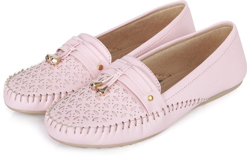 Girl Slip-On Open Back Mocassins Loafers For Women  (Pink)
