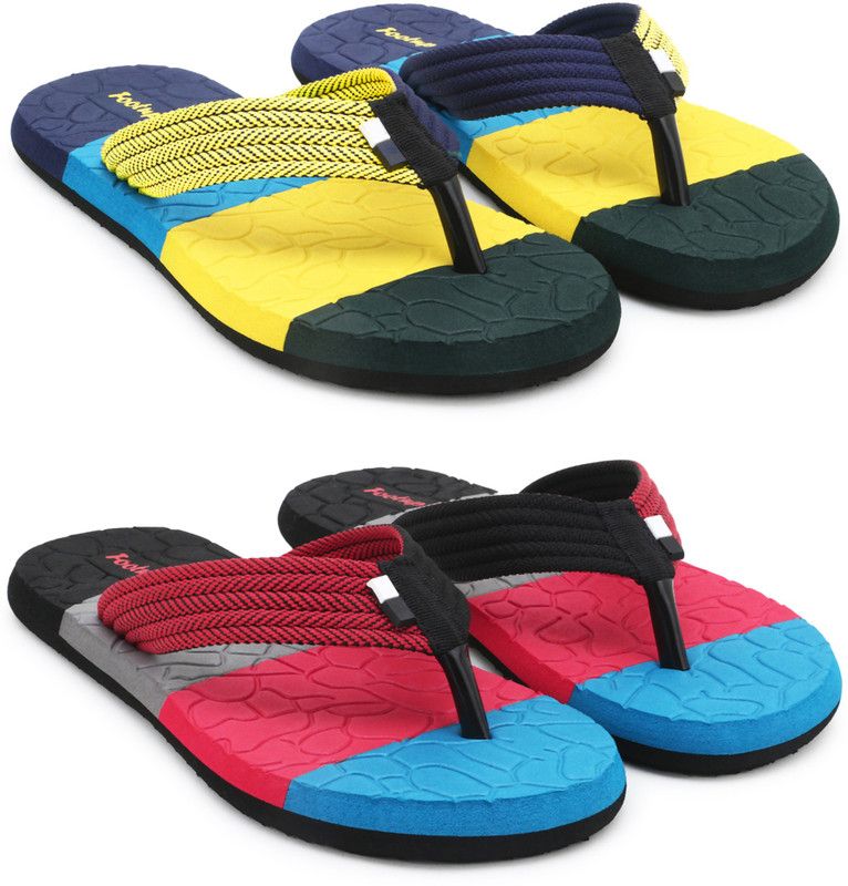2 Pairs| EVA| Ultralightweight| Premiun| Comfort| All Seasons Trendy|Slippers Slippers  (Multicolor 10)