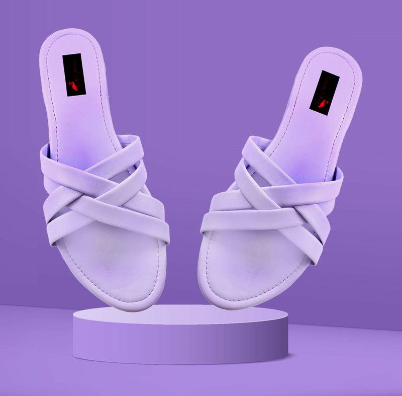 Women Purple, White Flats Sandal