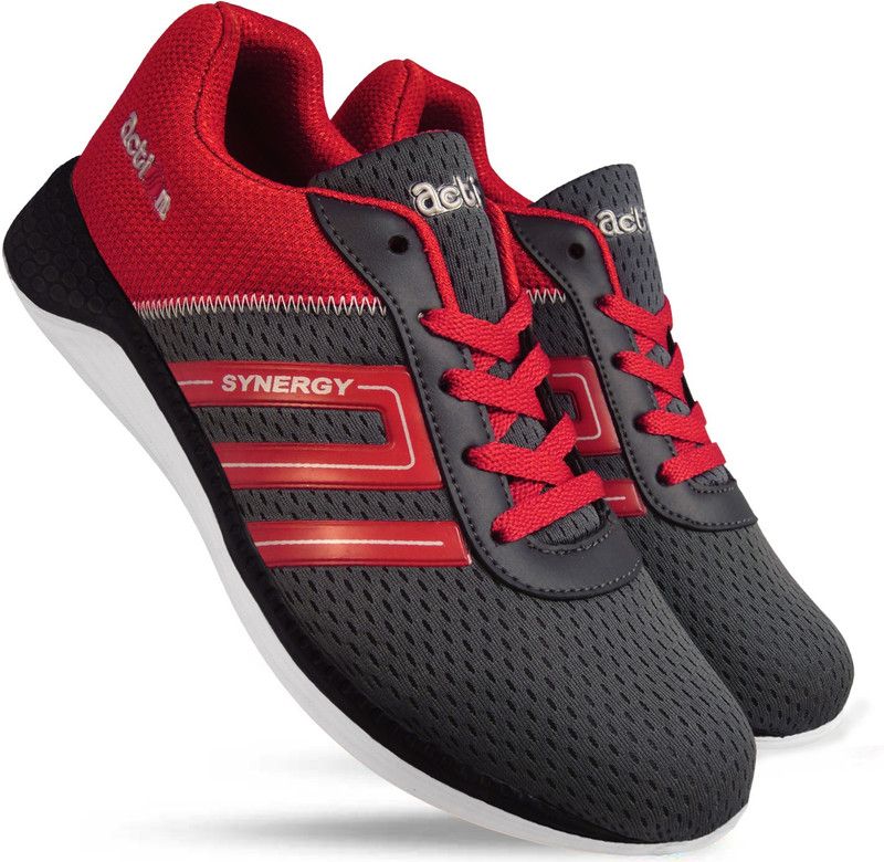 Synergy Men's Sports Running Shoes For Men  (Grey, Red)