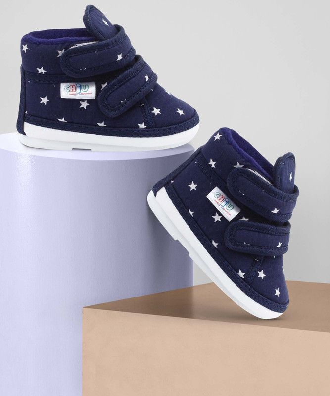 Velcro Casual Boots For Boys & Girls  (Blue)