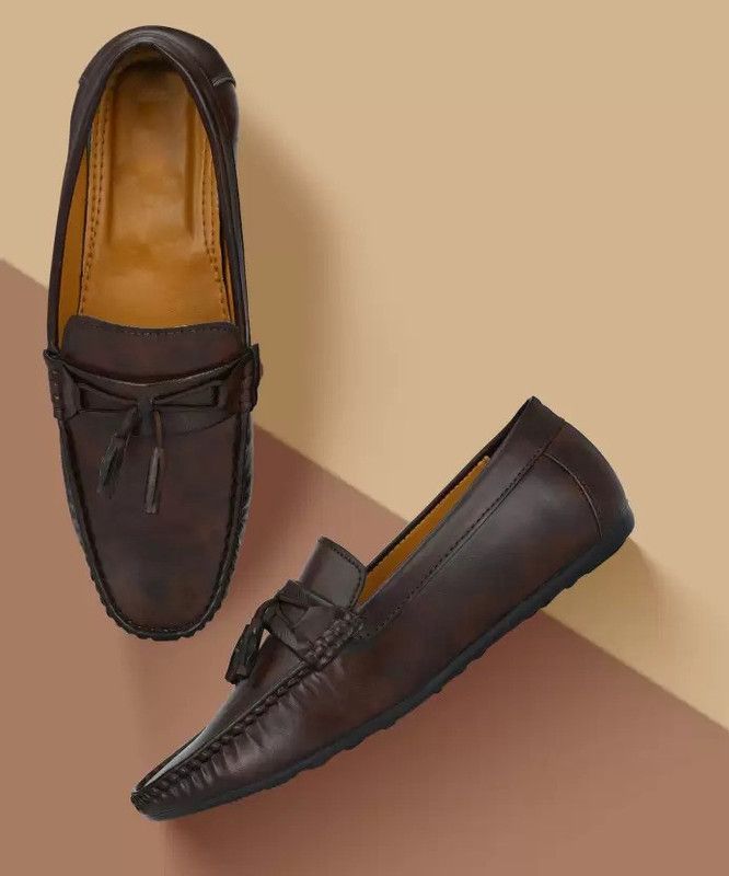 stylish mens leather loafers for boys Loafers For Men  (Brown)