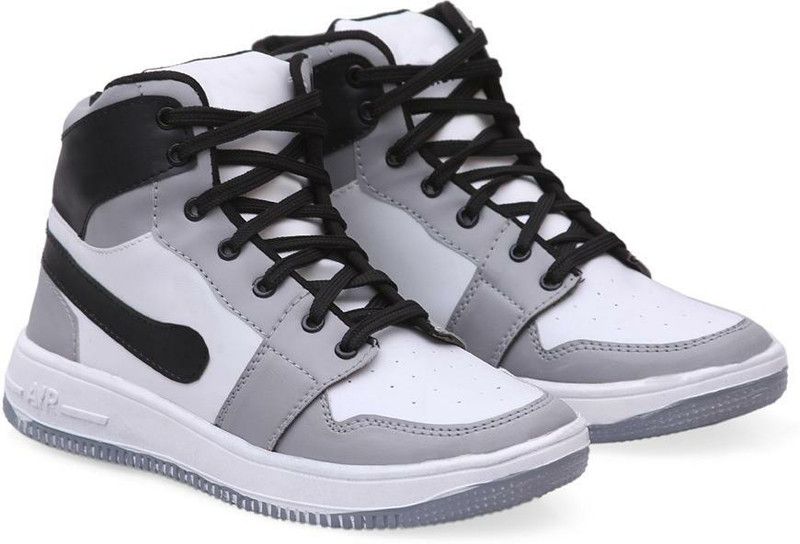 High Top Shoes (Grey) High Tops For Men  (Grey, White)