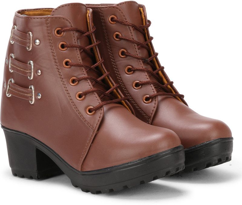 Latest High Ankle boots For Women  (Brown)