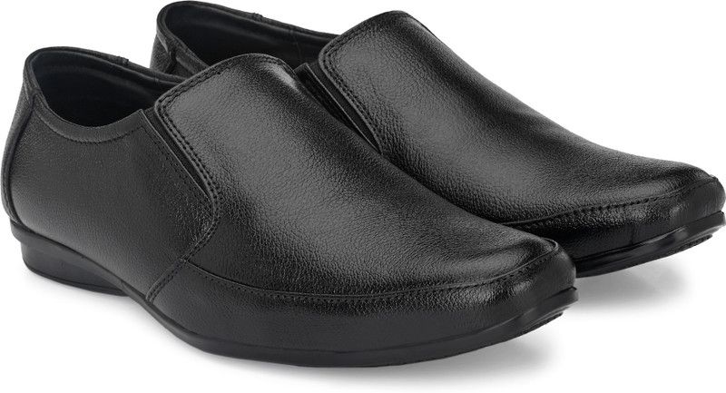 men's formal office wear leather shoes Slip On For Men  (Black)