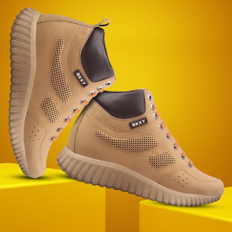 3 Inch Height Increasing Sports Shoes Elevator Casual Shoe For All Purpose Sneakers For Men  (Tan)