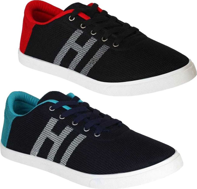 Combo Pack of 2 Casual Sneakers For Men  (Black)
