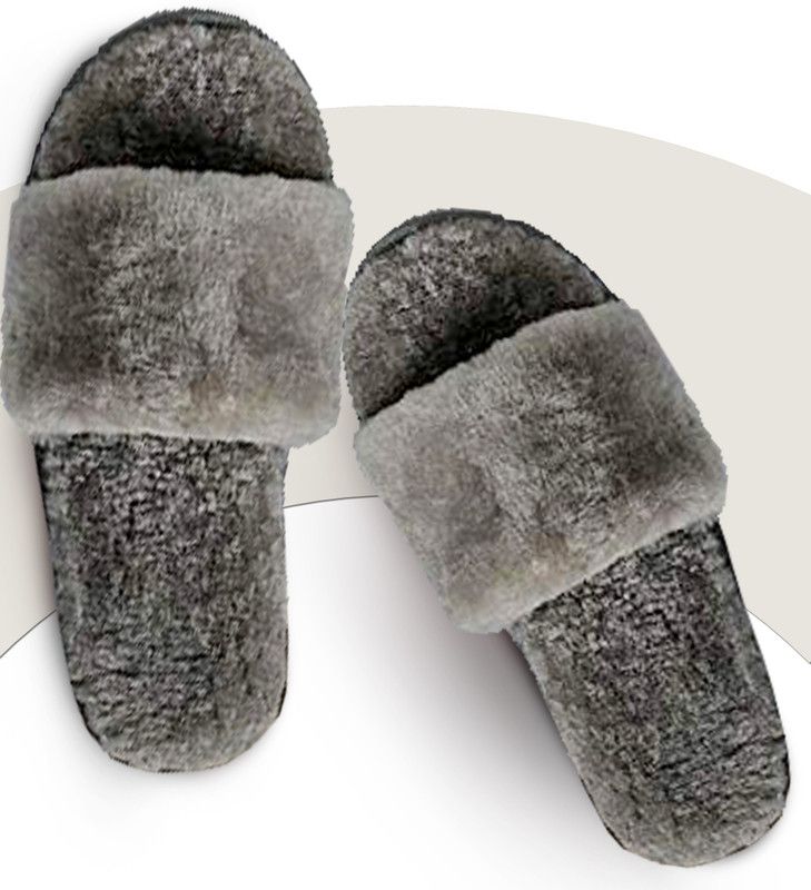 Slipper for Women's Flip Flops Slides Home open toe non slip Grey Slides  (Grey 7)