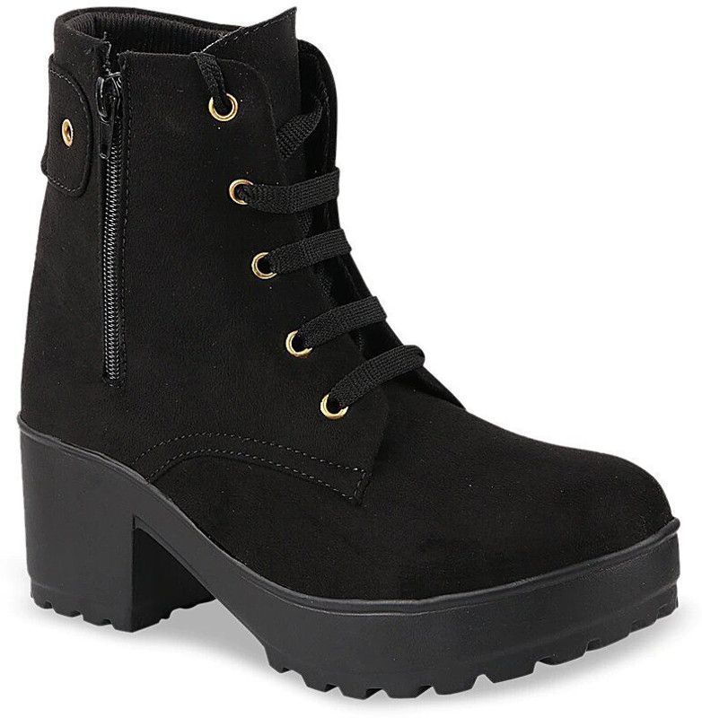 LACE FANCY BOOTS FOR GRIL AND WOMEN Boots For Women  (Black)