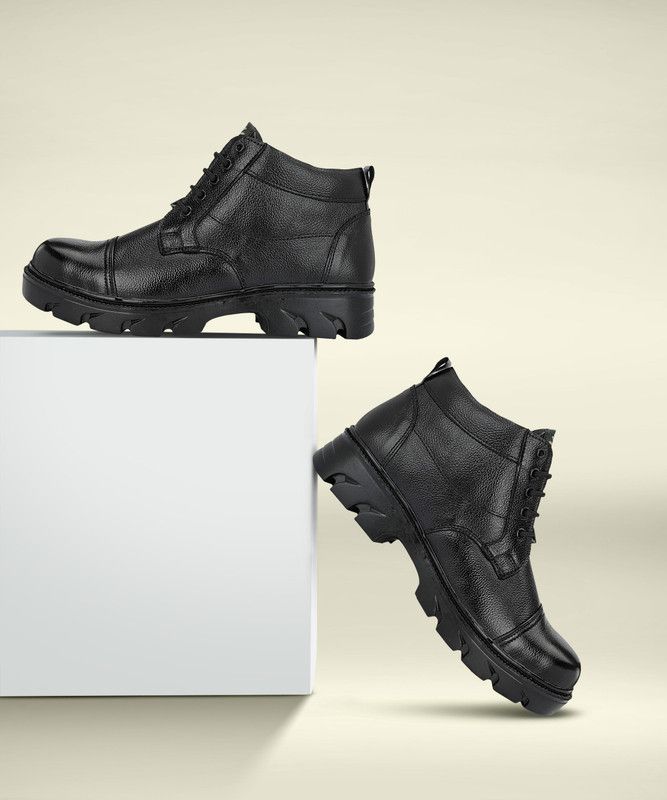 New DMS Steel Toe Army/NCC/Police Boots For Men  (Black)
