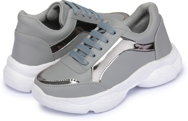 Shoes for Womens and Girls New Stylish High Heels Sneaker and Fancy Casual Wear Sneakers For Women  (Grey)