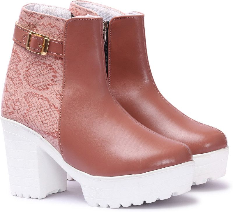 Partywear Boots Boots For Women  (Pink)