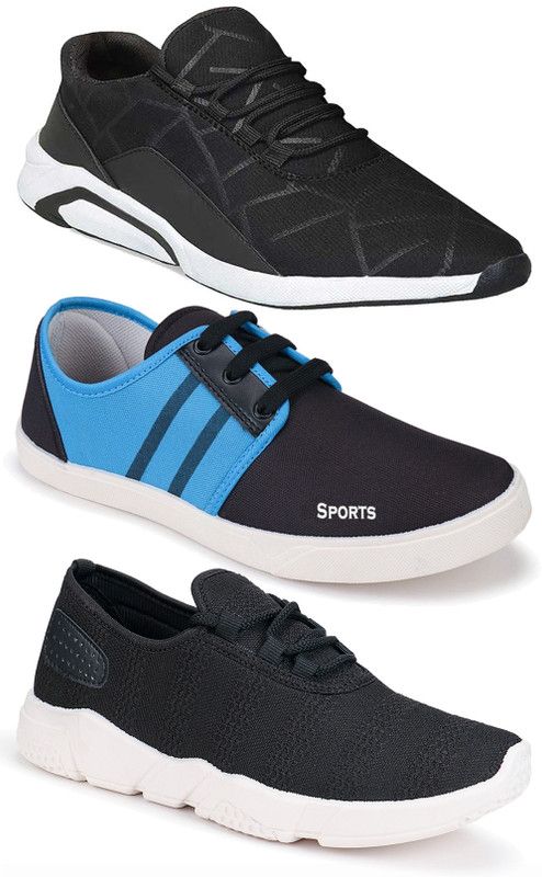 Combo Pack of 3 New Affordable Collection of Stylish Walking Sports Running Shoes For Men  (Multicolor)