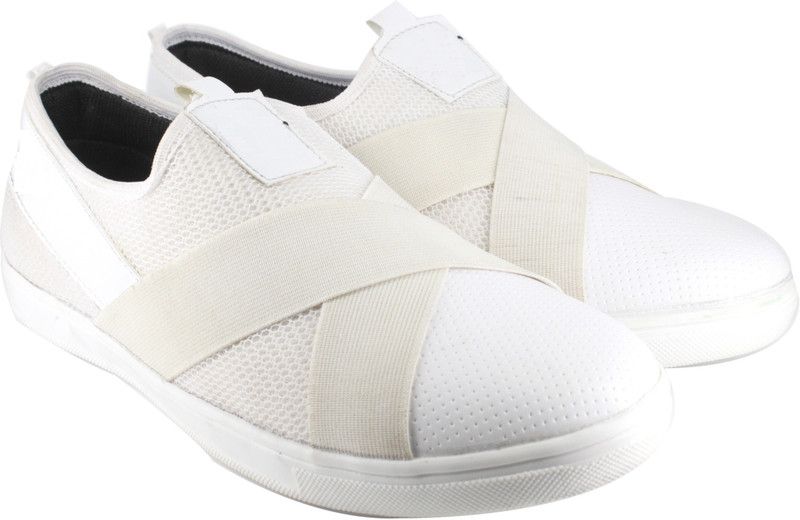 Coloured Slip On Sneakers For Men  (White)