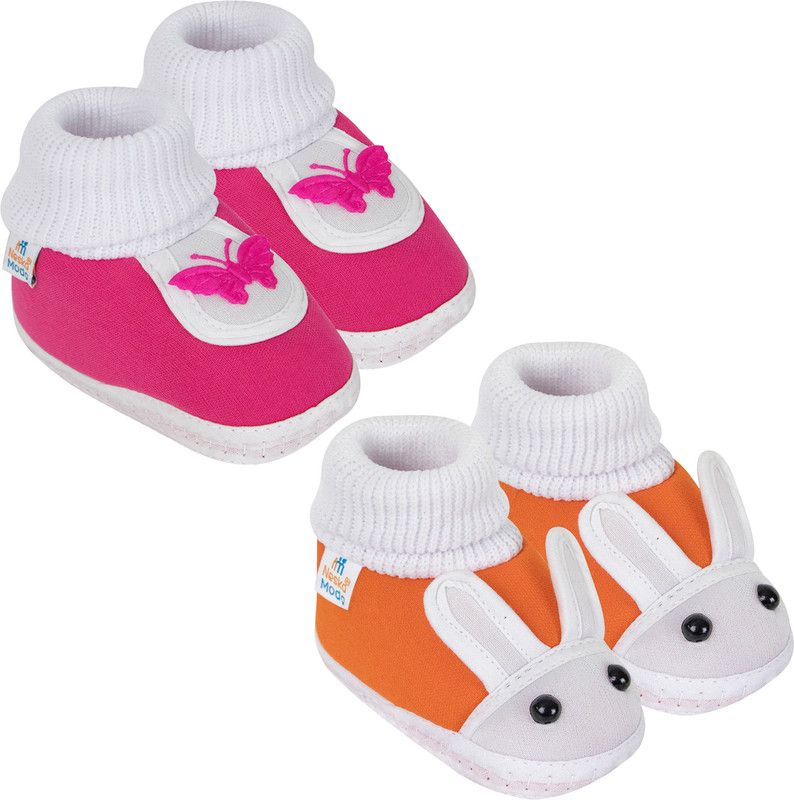 12 To 18 Months Baby Boys & Baby Girls Rabbit Booties  (Toe to Heel Length - 13 cm, Orange, Rani)
