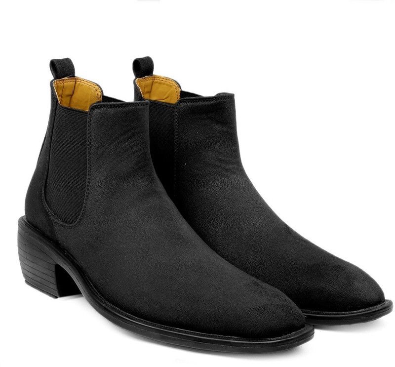 Men's Latest Slip-On Formal Boots Boots For Men  (Black)