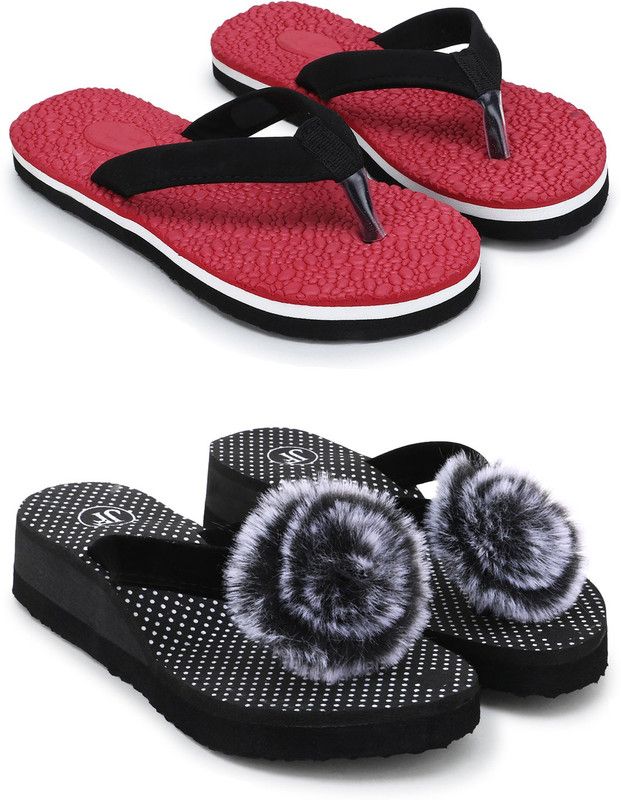 Slippers  (Red, Black 4)