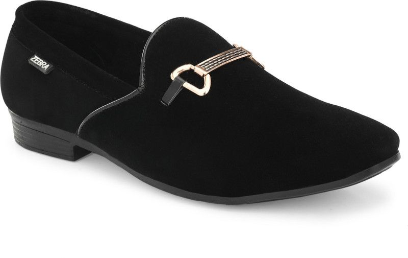 Zebra Mens Black Jazz Moccasion Party Wear Nubuck Shoe Mocassin For Men  (Black)