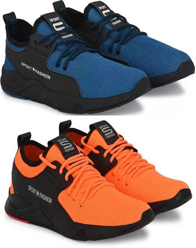 Glowlife Casual ,Running ,Walking, Loafer,Sneaker Shoes for men Walking Shoes For Men  (Blue, Orange)