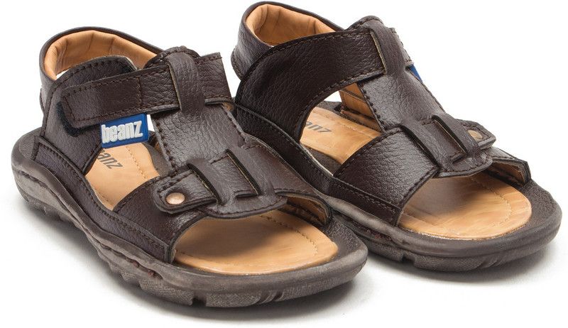 Velcro Flats For Boys  (Brown)