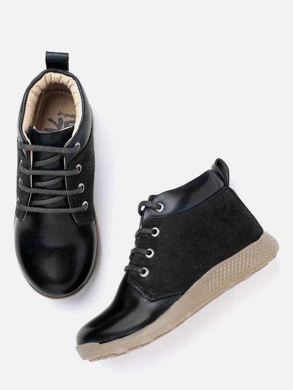 Lace Casual Boots For Boys  (Black)