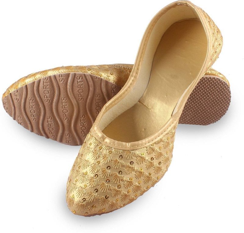 Stylish Comfortable || Ballerinas Mojari Bellies For Women  (Gold)