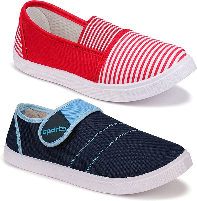 Combo Pack of 2 Latest Collection Of Comfortable Stylish Loafers Sneakers For Women  (Multicolor)