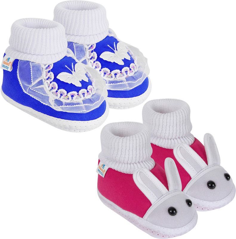 0 To 6 Months Baby Boys & Baby Girls Rabbit Booties  (Toe to Heel Length - 10 cm, Rani, Blue)
