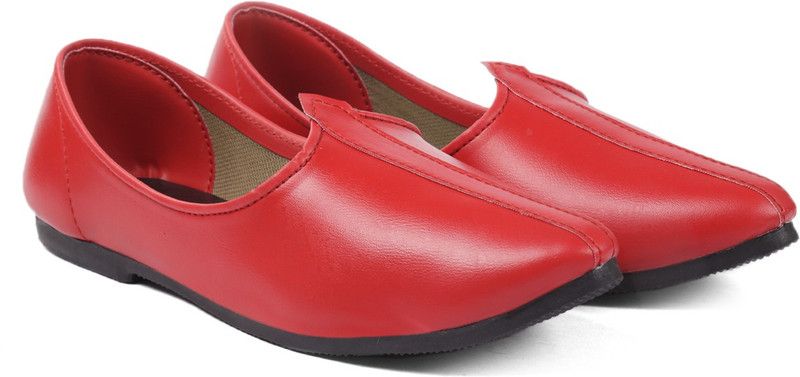 Faux Leather Nagra's, Mojari's and Jutis For Men  (Red)