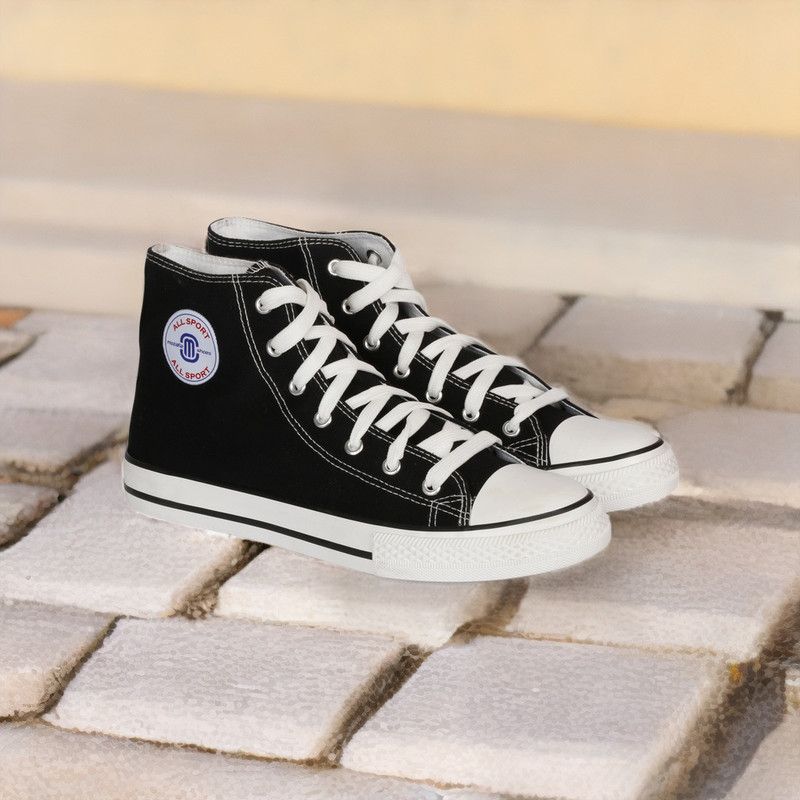 Canvas Casuals Shoes Sneakers For Men  (Black, White)