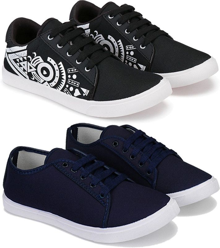 Xurious Men Multicolor Casual Sneakers Shoes (Pack of 2) (Combo(ZO)-3199-1501) Sneakers For Men  (Black, Blue)